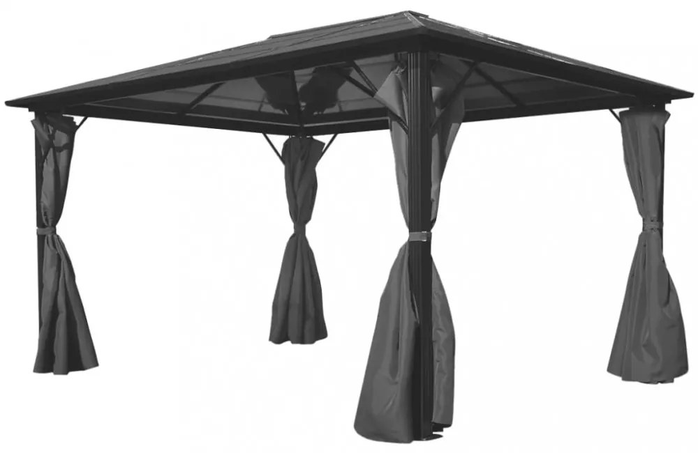 alumínium kerti pavilon antracitszürke függönnyel 400 x 300 cm