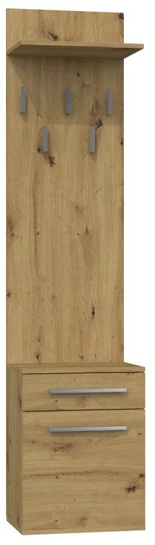 Shannan Na Buty Duo előszoba szekrény fogassal, 50x57x35 cm, tölgy színben