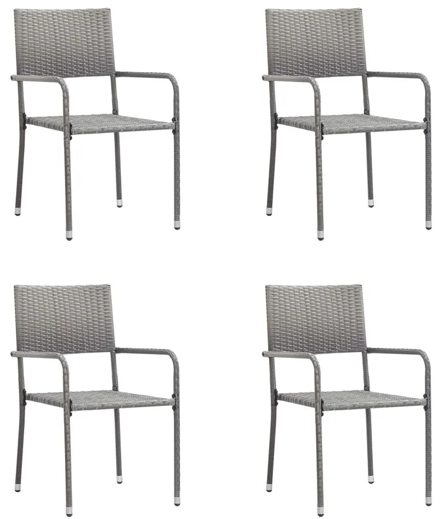 5 részes szürke polyrattan kerti étkezőgarnitúra