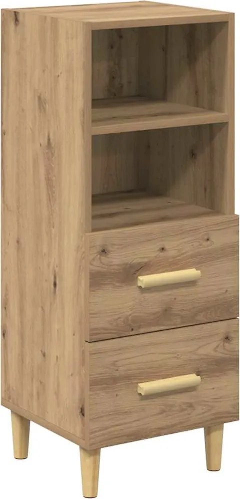 vidaXL Széf fiókkal kézműves tölgy 34 x 34.5 x 90 cm Faanyag