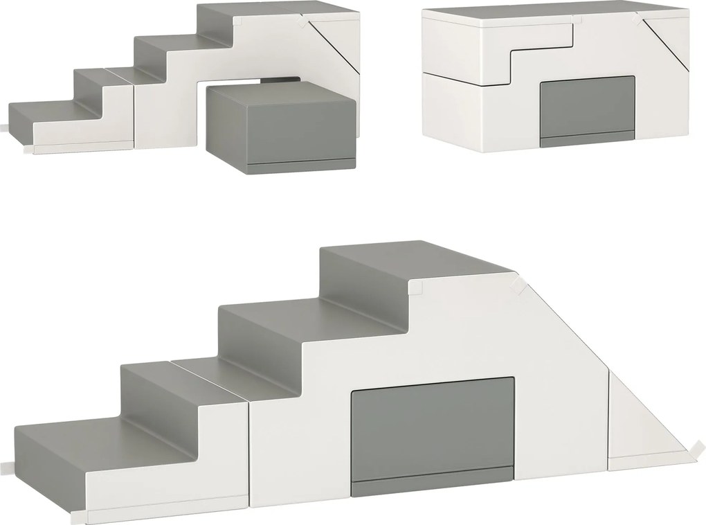 HOMCOM Puha Tégla 2db-os Foam Építő Blokk Készlet Óriás Blokk Építőjáték Foam Blokkok 1-3 Éves Gyerekeknek Szintetikus Bőr EPE | Aosom