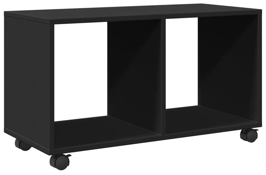 fekete szerelt fa görgős szekrény 72 x 33 x 42,5 cm