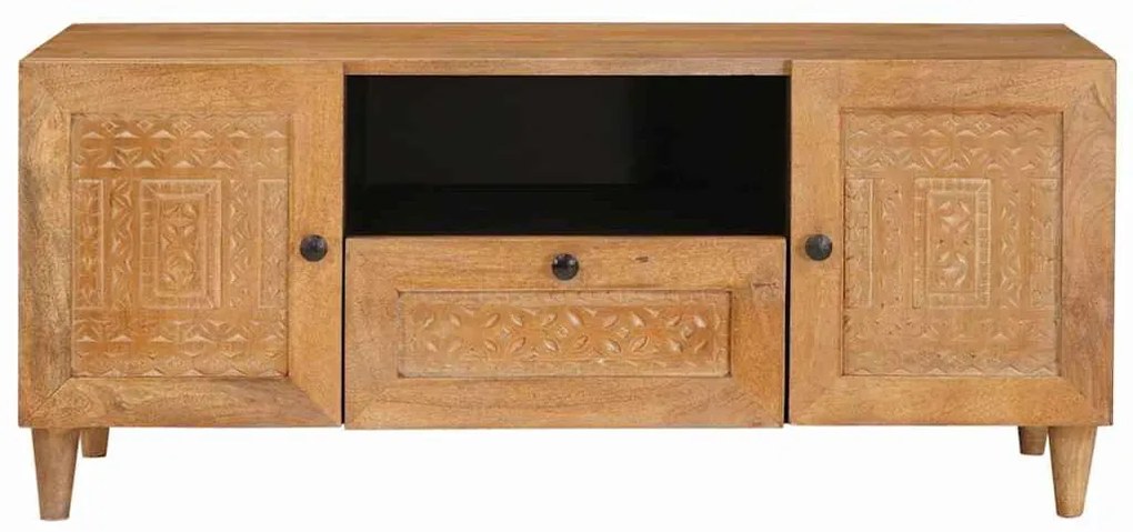 TV szekrény fiókkal Világosbarna 105 x 33 x 46 cm tömör mangófa