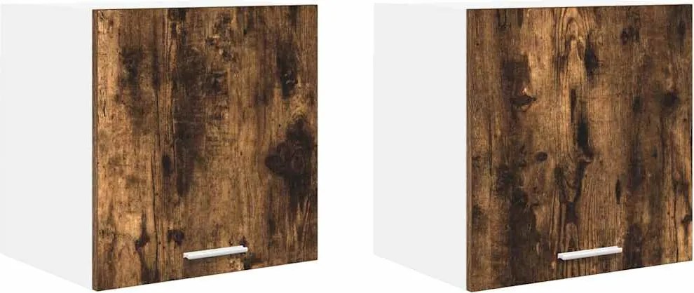 vidaXL Függő szekrény 2 pcs Füstölt tölgy és fehér 40 x 31 x 40 cm