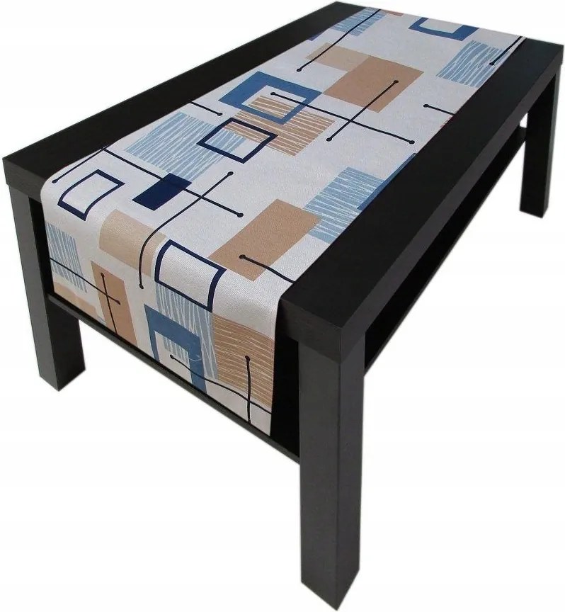 Dekorációs futópad 40x140 Natura modern geometrikus négyzetek sötétkék