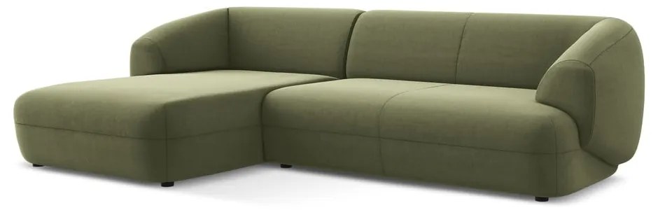 Zöld bársony sarokkanapé (bal oldali) Moana – Makamii