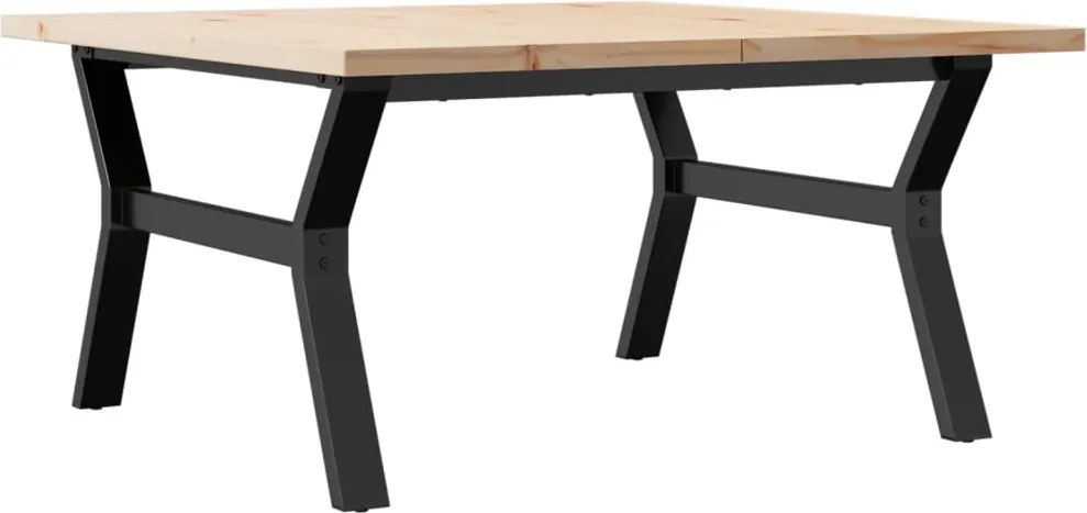 vidaXL tömör fenyőfa és acél Y-vázú dohányzóasztal 90x90x45,5 cm