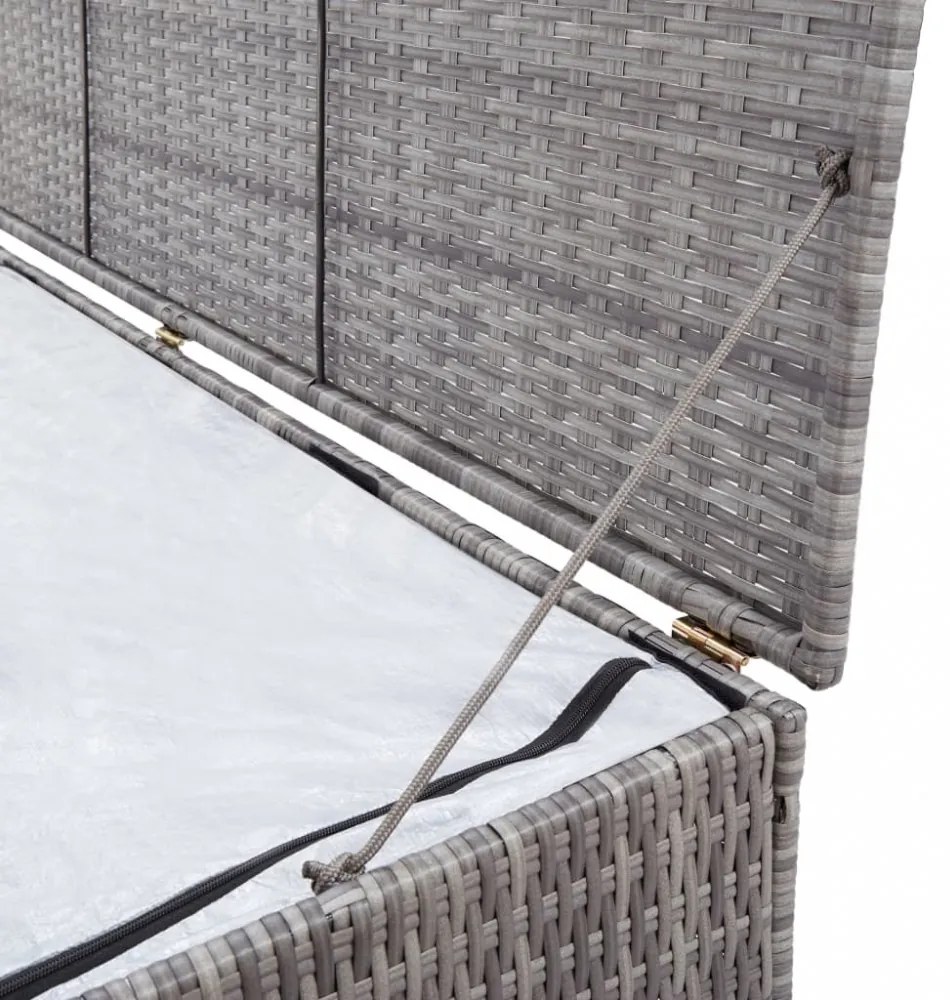 szürke polyrattan kerti tárolóláda 150 x 100 x 100 cm