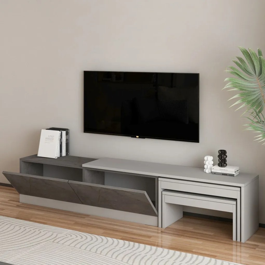 Nest TV-állvány, gordion márvány-szürke, 180 cm