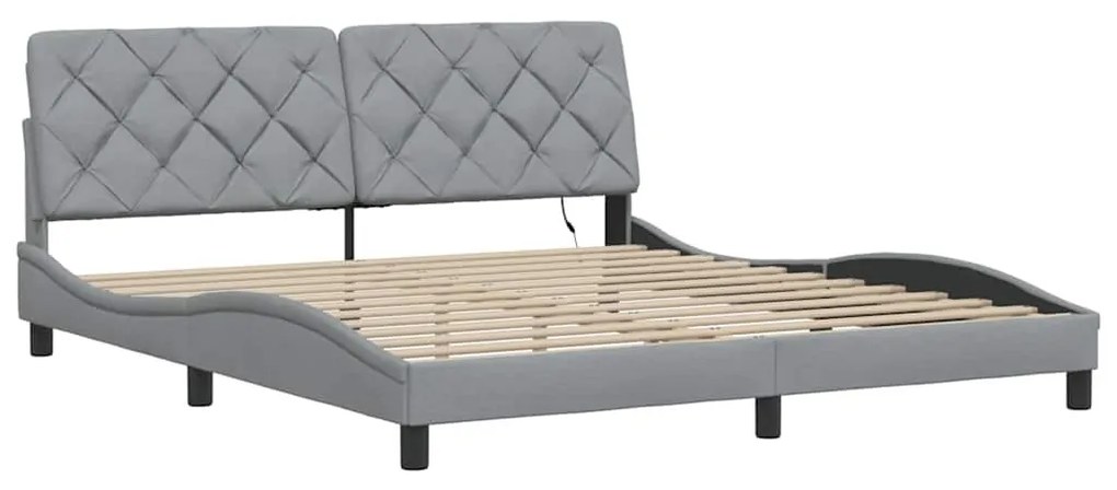 világosszürke szövet ágykeret LED-es matrac nélkül 180 x 200 cm