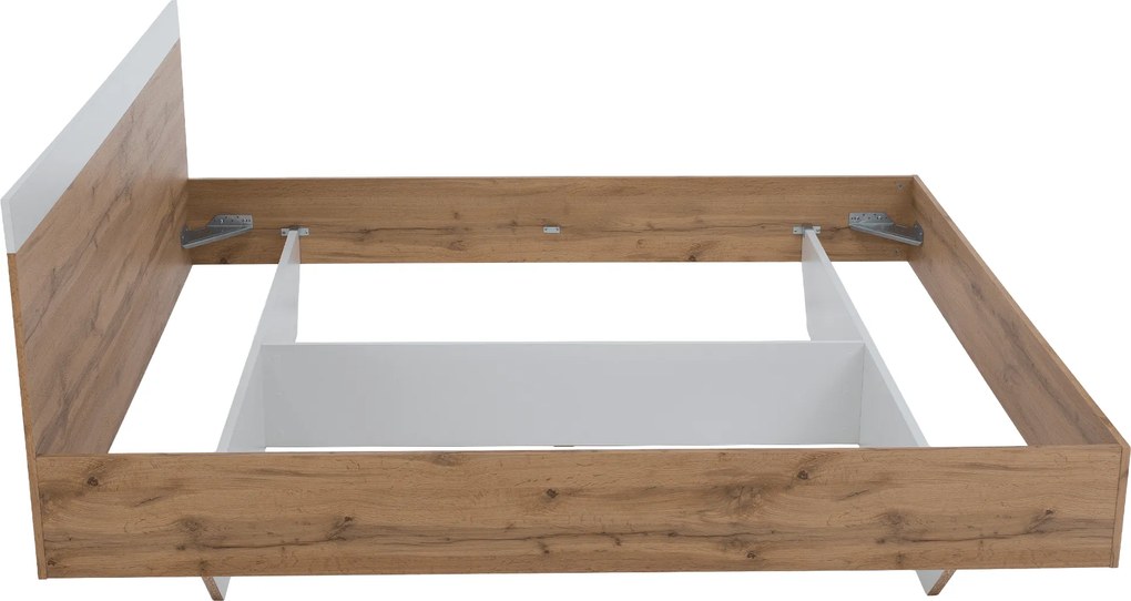 Dupla ágy, 160x200, tölgy wotan/fehér, GABRIELA