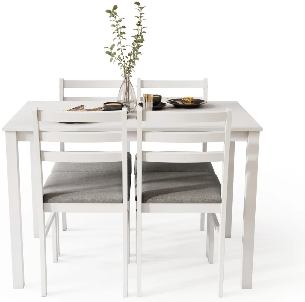 MAZZONI EXPORT TORINO étkezőgarnitúra asztal + 4 szék Fehér/Világosszürke (Savana 21 szövet) - FA ÉTKEZŐ GARNITÚRA KONYHÁBA/ÉTKEZŐBE