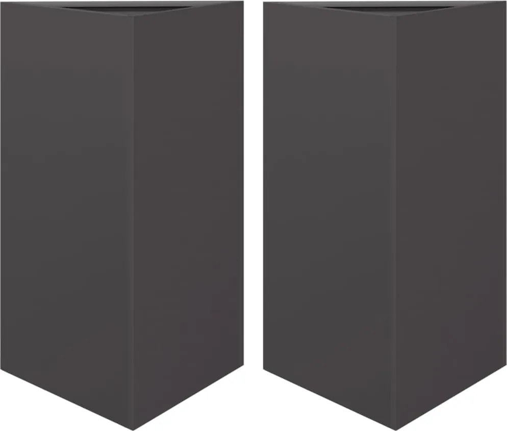vidaXL 2 db fekete acél háromszög alakú kerti növénytartó 50x43x75 cm