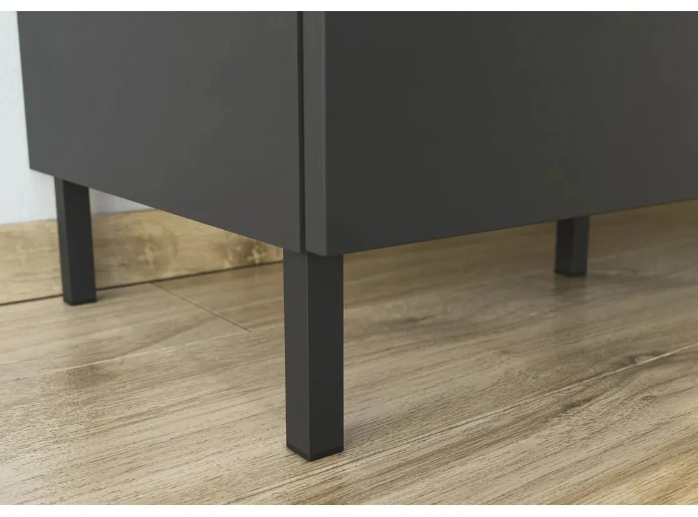 Szürke magas komód tölgyfa dekorral 109x146 cm California - Germania