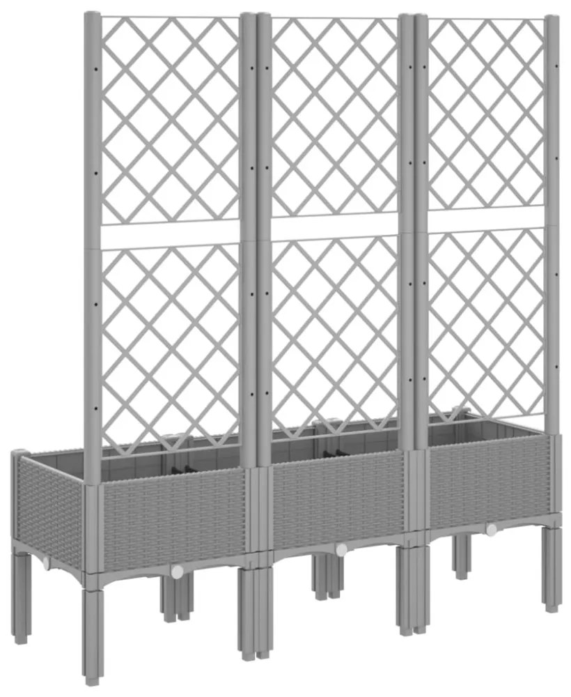 világosszürke PP rácsos kerti ültetőláda 120 x 40 x 142 cm