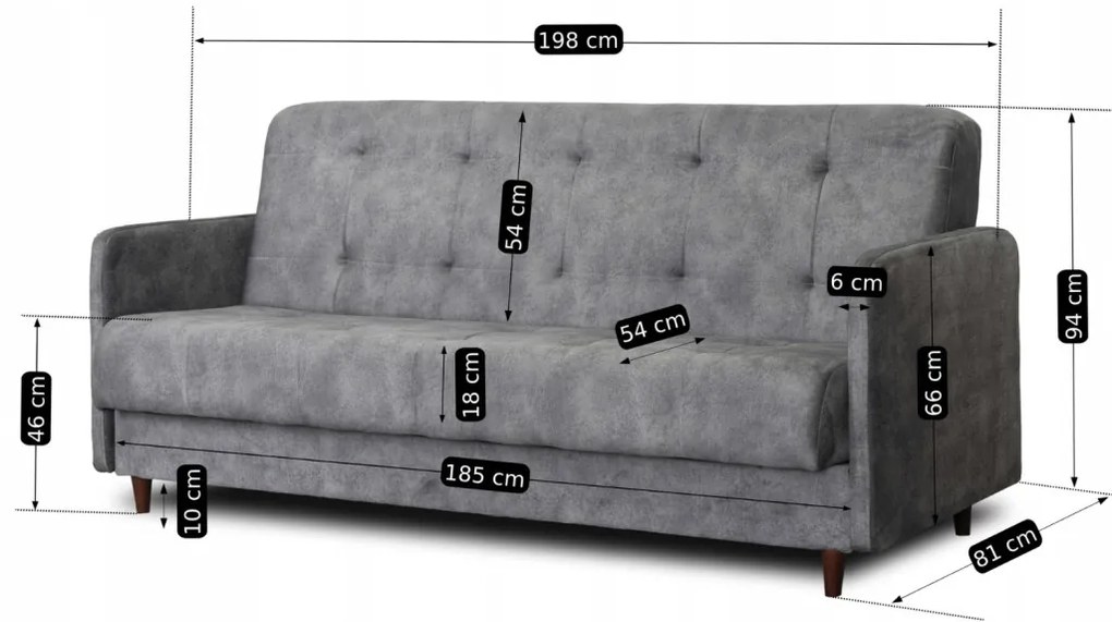 Zestaw 2x Sofa TIVOLI Szara Welurowa