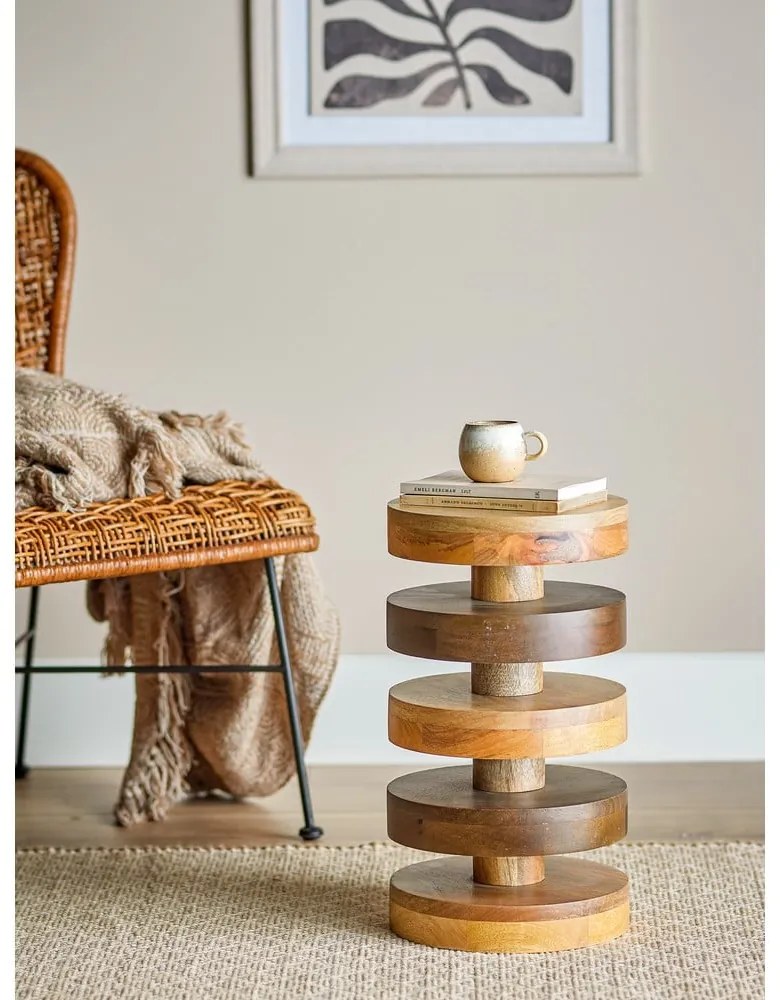 Mangófa kerek tárolóasztal ø 25 cm Franka – Bloomingville