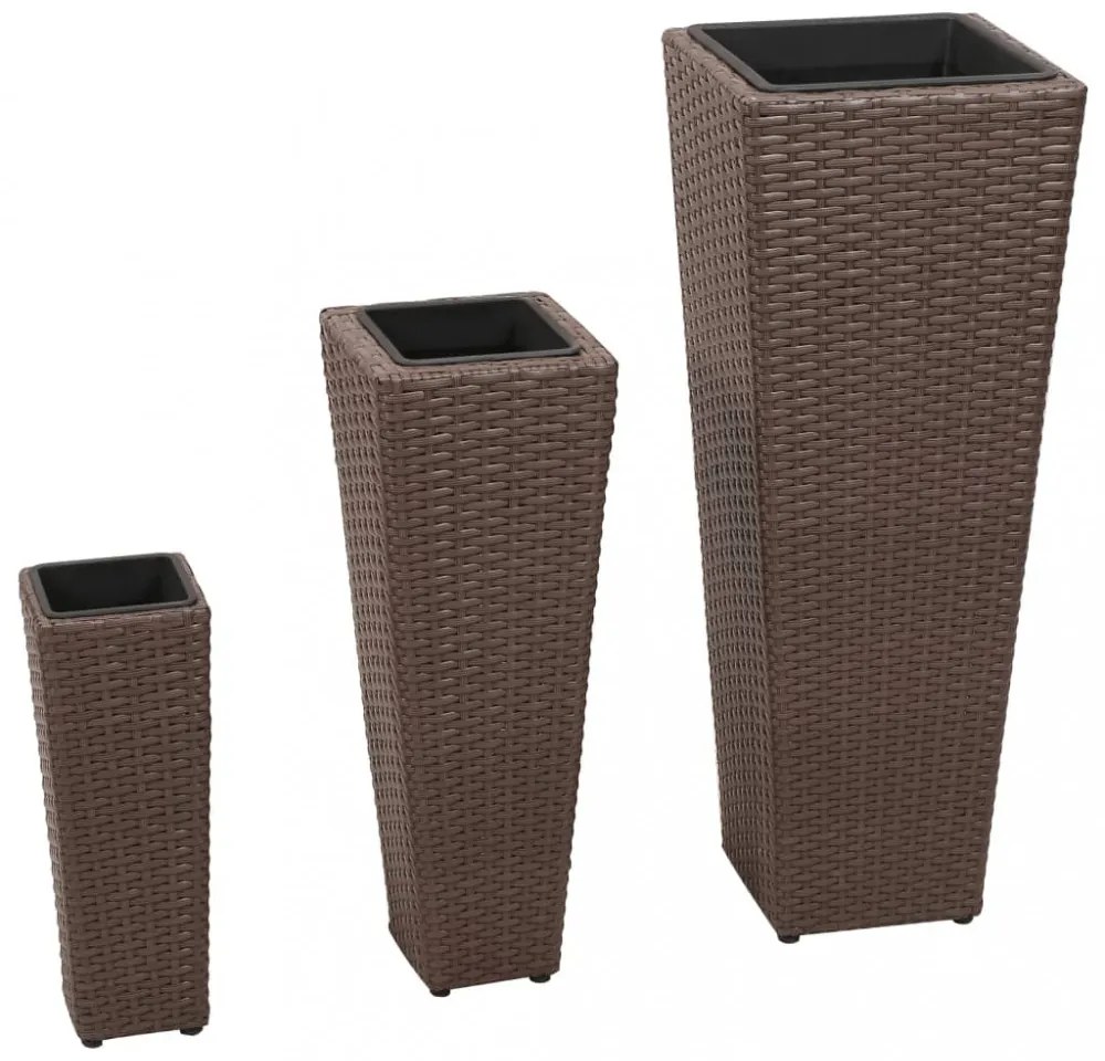 3 db barna polyrattan kerti magaságyás