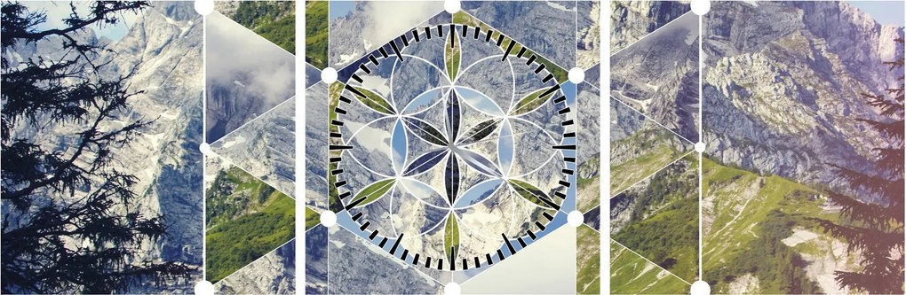 Kép - Geometriai ábra (órával) (90x30 cm)