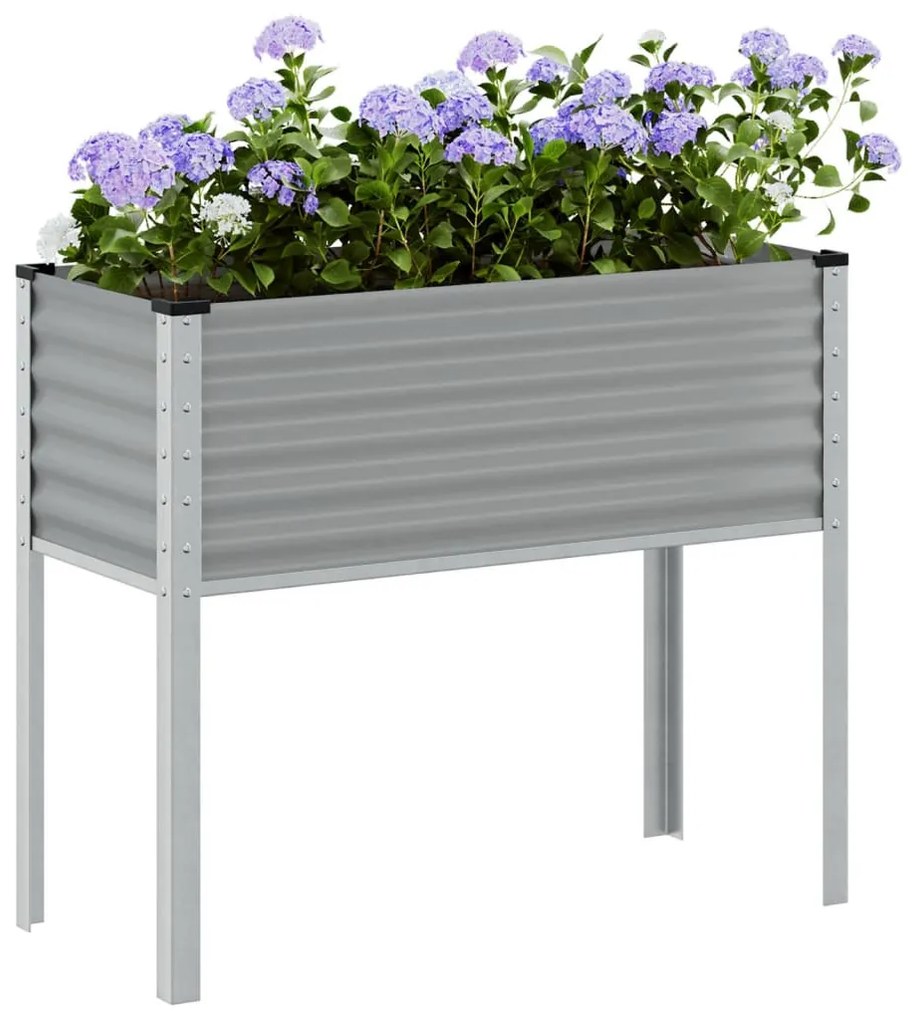 szürke acél kerti növénytartó 100 x 45 x 90 cm