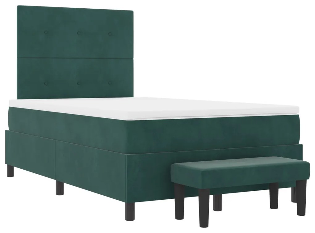 Boxspring Ágy matraccal és paddal Sötét Zöld 120x200 cm Bársony