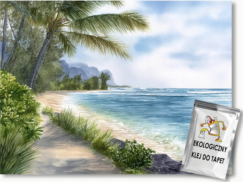 Fotótapéta Flizelina Óceán Sziget Tengerpart Pálmafák Hullámok Trópusok 104x70,5 ragasztó