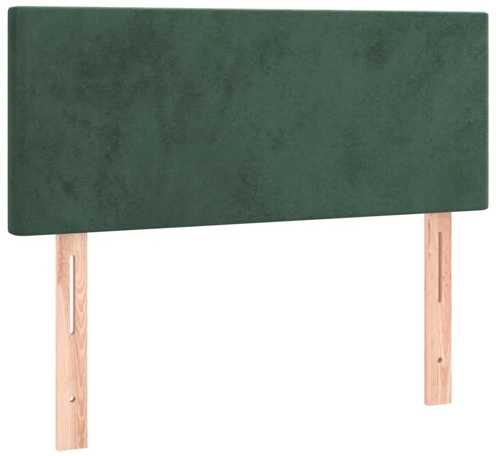 sötétzöld bársony rugós ágy matraccal 80 x 200 cm