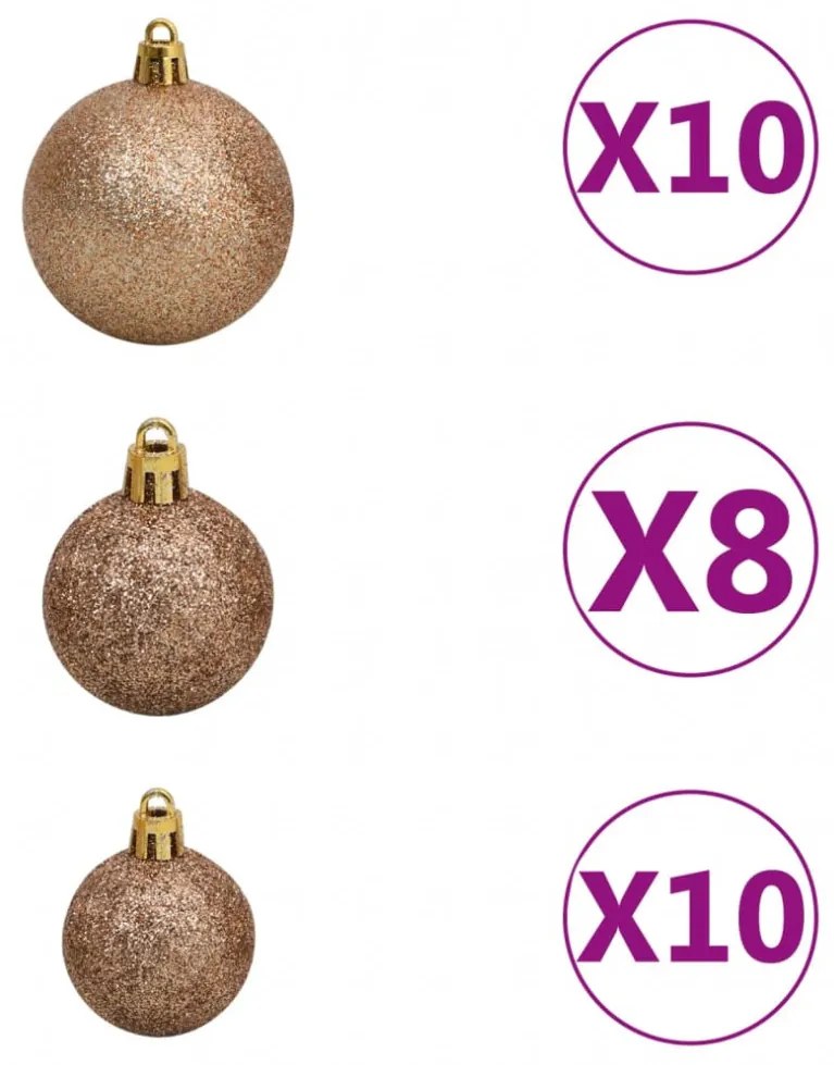 vidaXL fejjel lefelé fordított műkarácsonyfa LED-del/gömbbel 240 cm