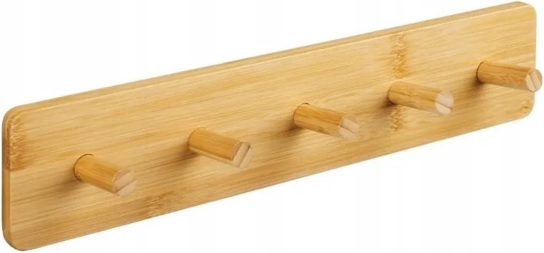 Bambusz fali törölközőtartó fürdőköpeny öt kampós 42x6.5x8.5 LBA13