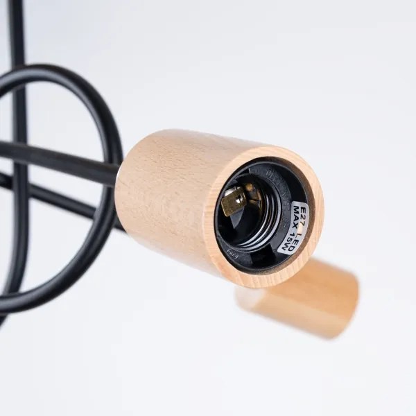 Sollux SL.1477 - Felületre szerelhető csillár EMBER 3xE27/15W/230V fekete/bézs/bükkfa