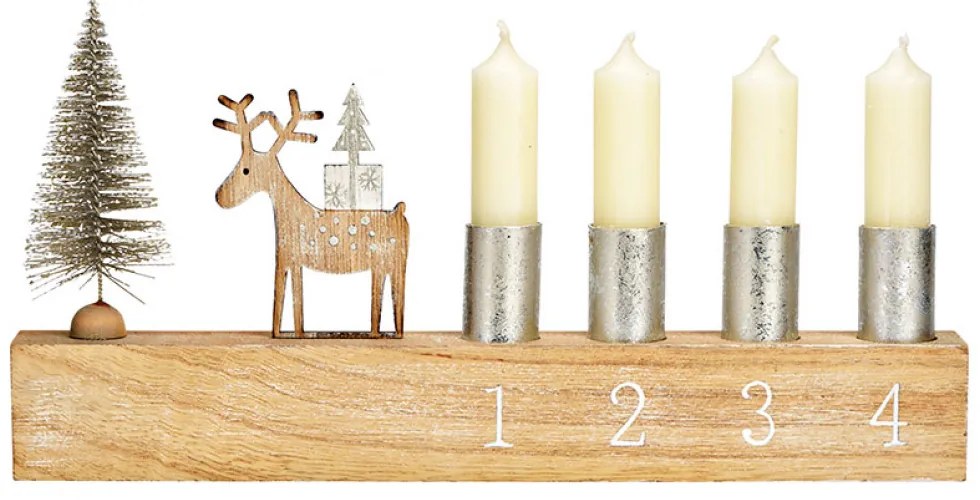 Adventi fa gyertyatartó DEER 31x16 cm natúr