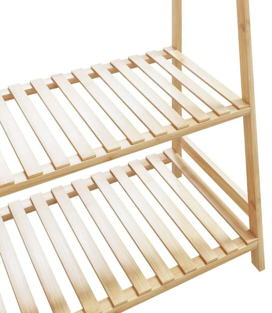 bambusz ruhaállvány polcokkal 110x40x180 cm