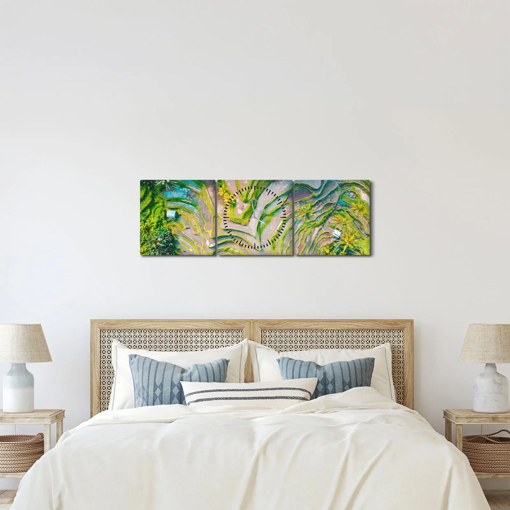 A rizsföldek képe madártávlatból (órával) (90x30 cm)