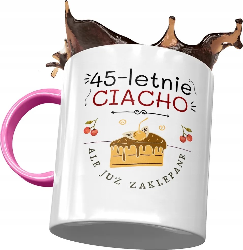 Rózsaszín Bögre Születésnapra 45 45-es 45-ös Ajándék Nyomtatott Fotóval