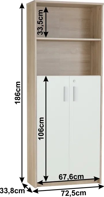 Irattartó zárható szekrénnyel, sonoma tölgy/fehér, JOHAN 2 NEW 10