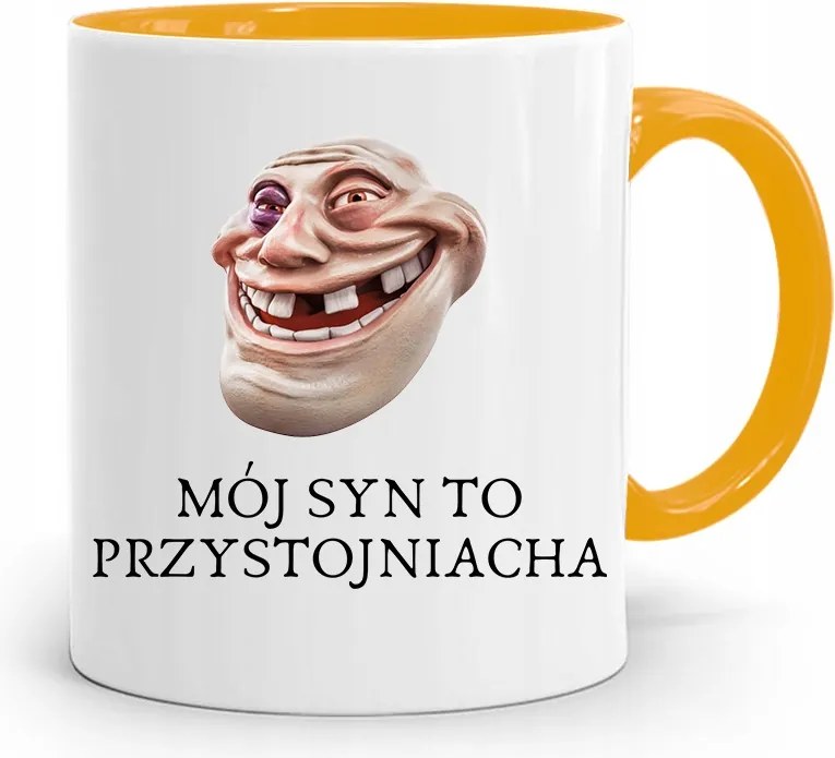 Sárga Bögre Ajándék Fiának Jóképű Fia fényképes nyomtatással