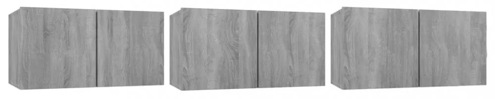 3 db sonoma tölgy színű fa függő TV-szekrény 60 x 30 x 30 cm