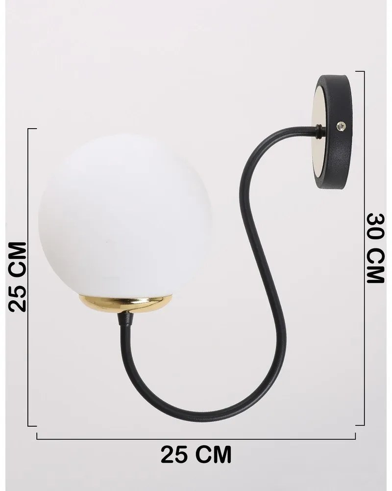 Fekete-fehér fali lámpa ø 15 cm Oslo – Squid Lighting