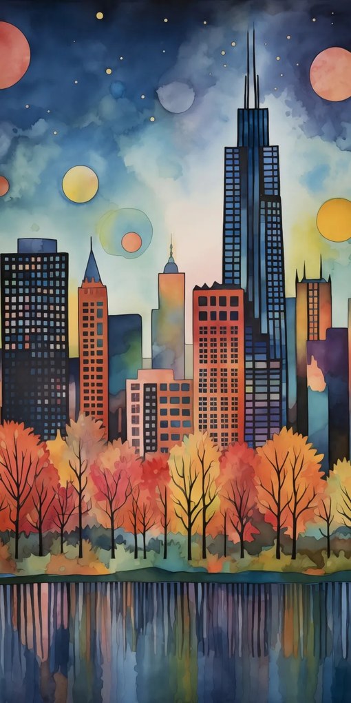 Poszter 50x100cm Panoráma a festői városról