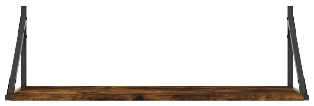 2 db füstös tölgy színű szerelt fa fali polc 80 x 25 x 25,5 cm