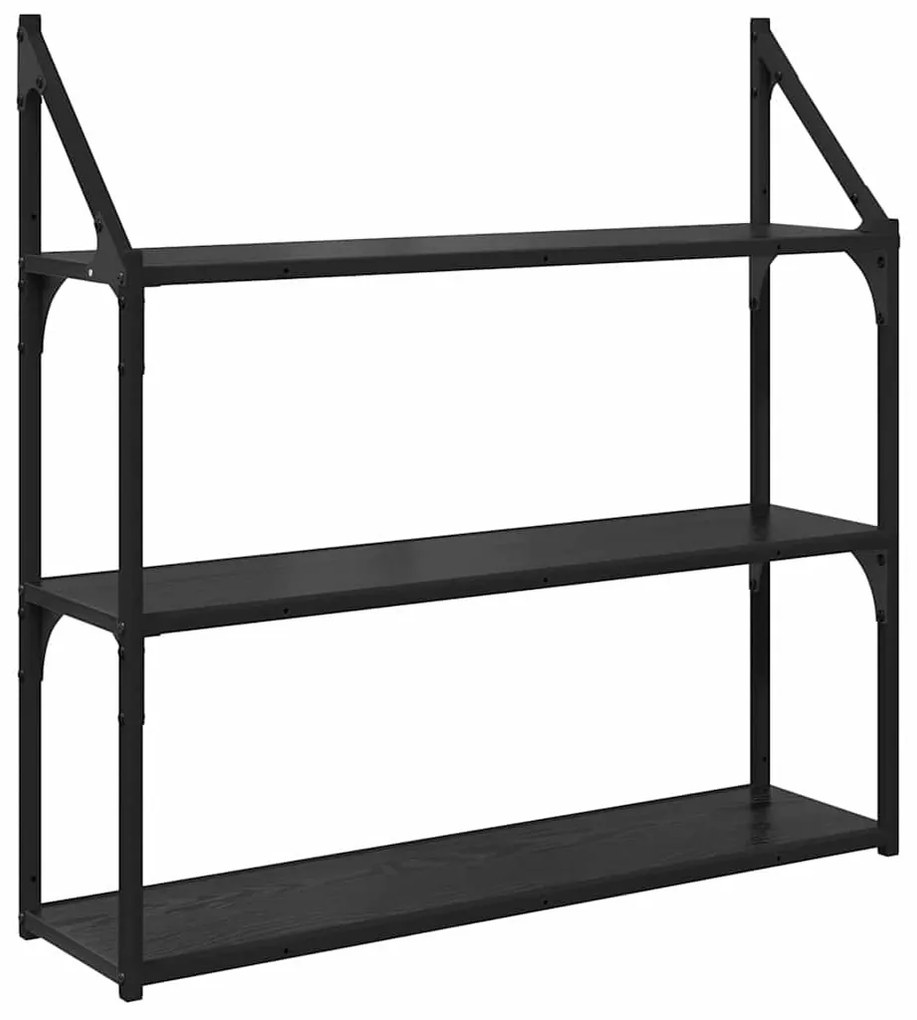 vidaXL Falpolc polcokkal Fekete tölgy 80 x 21 x 78,5 cm Faanyag