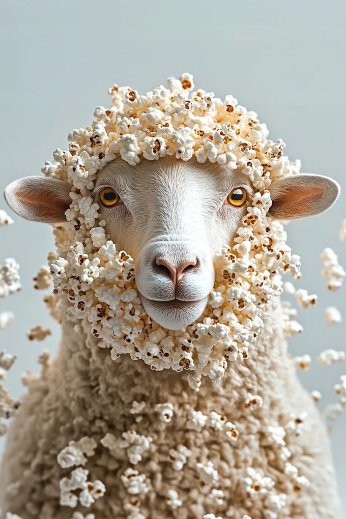 Vászonkép Canvas Grafika Portré Vicces Bárány Popcorn 80x120