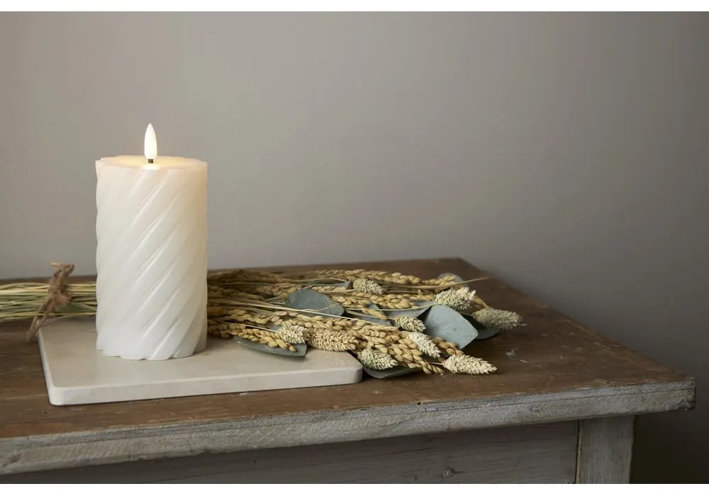 Flamme Swirl fehér LED viaszgyertya, magasság 15 cm - Star Trading