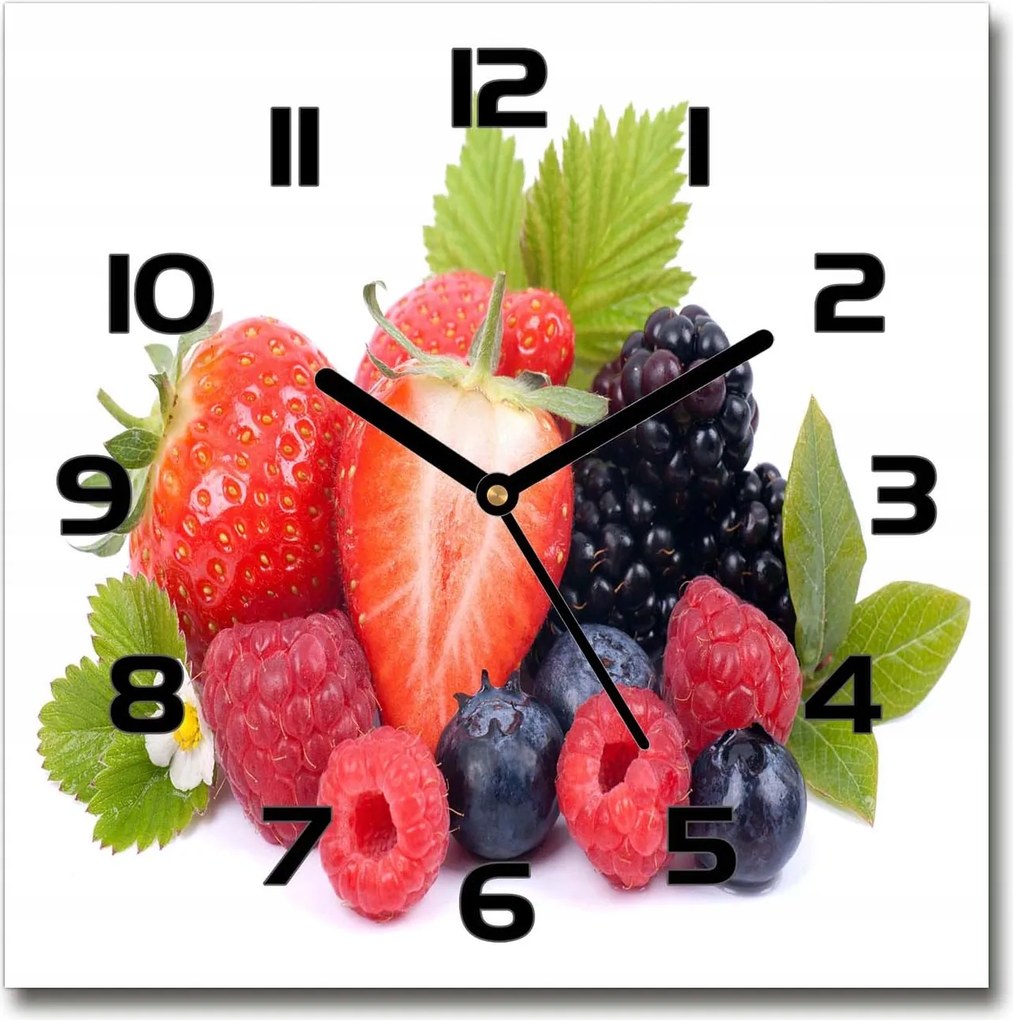 Modern lógó üveg falióra Erdei gyümölcsök 30x30