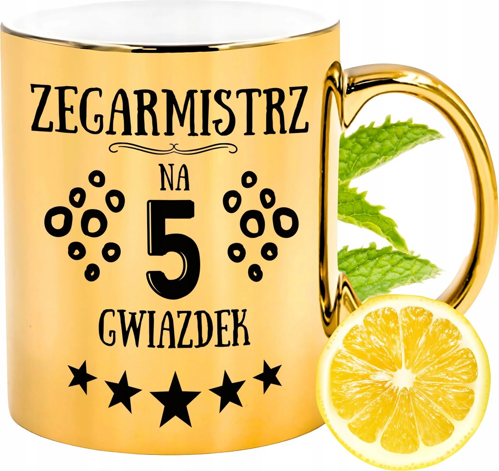 Arany csillogó bögre az órásmesternek ajándék fényképes nyomtatással