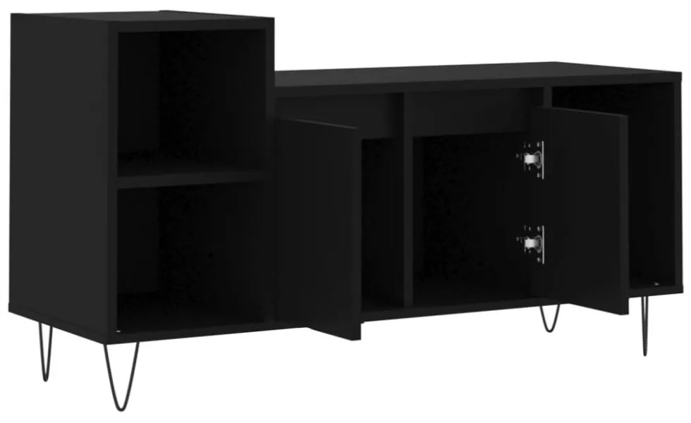 fekete szerelt fa TV-szekrény 100x35x55 cm