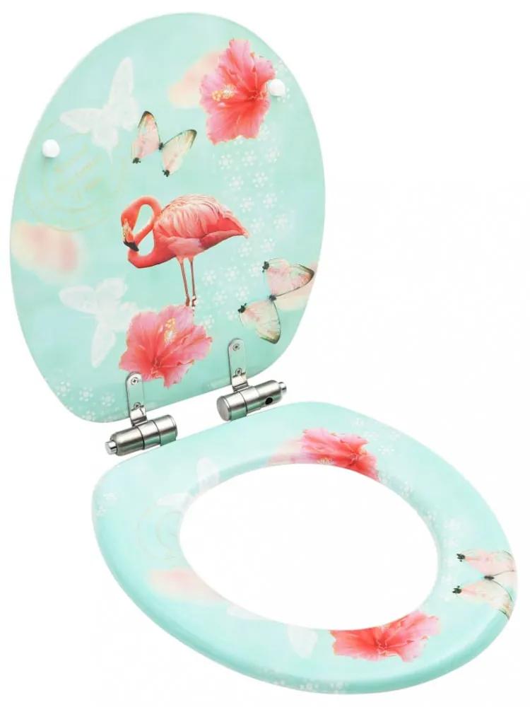 vidaXL flamingómintás MDF WC-ülőke lágyan csukódó fedéllel