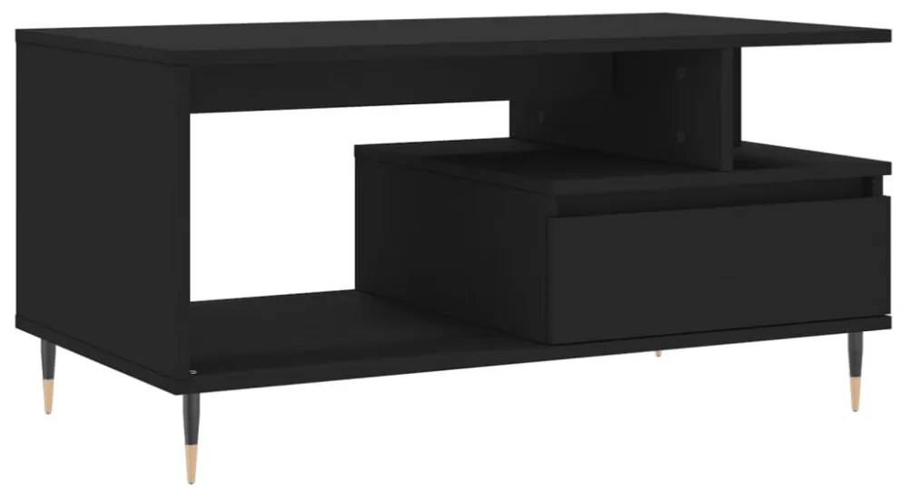 fekete szerelt fa dohányzóasztal 90 x 49 x 45 cm