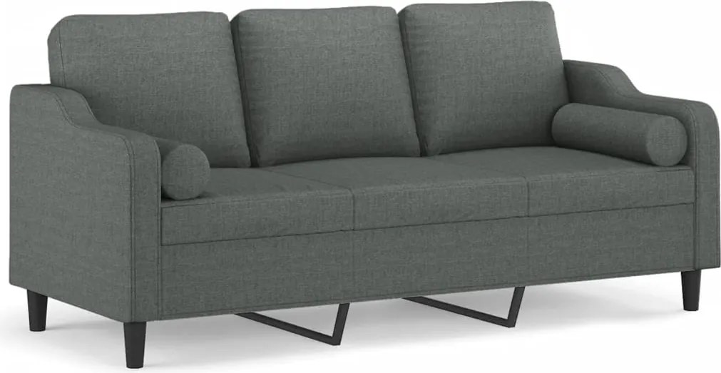 vidaXL 3 személyes sötétszürke szövet kanapé díszpárnákkal 180 cm