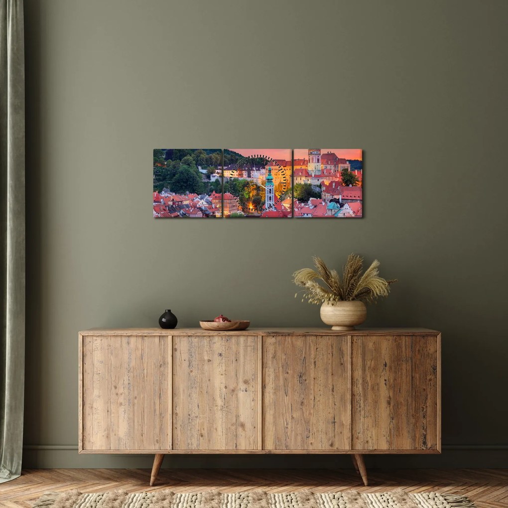 Kép - Český Krumlov (órával) (90x30 cm)